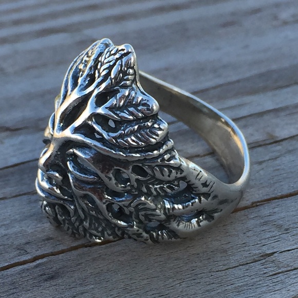 Green Man Ring .925 Sterling Silver Greenman made in USA - Picture 5 of 8